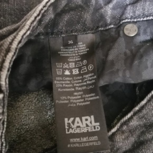 Karl Lagerfeld Mid Rise Black Metallic Rip Women Skinny Jeans - Picture 6 of 15